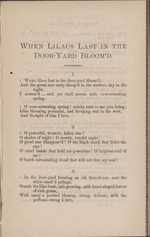 “When Lilacs Last in the Dooryard Bloom’d” “When Lilacs Last in the Dooryard Bloom’d”
