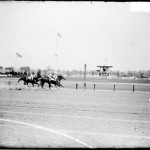 Kentucky Derby, racehorses racing to the finish line in the first race, held at Churchill Downs in Louisville, Kentucky Kentucky Derby, racehorses racing to the finish line in the first race, held at Churchill Downs in Louisville, Kentucky