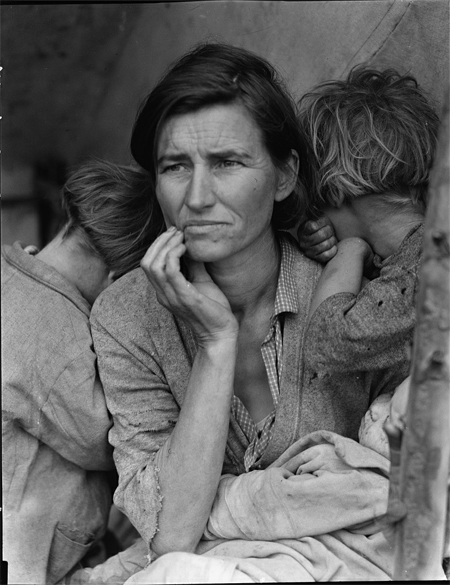 Destitute pea pickers in California. Mother of seven children. Age thirty-two. Nipomo, California