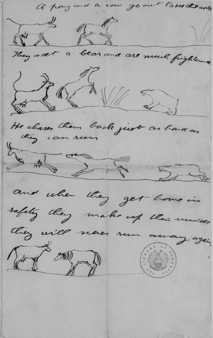 Letter with illustrated fable, Theodore Roosevelt to Theodore Roosevelt, Jr., 11 July 1890.