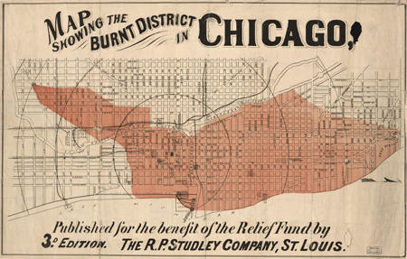 Map Showing The Burnt District In Chicago : Published For The Benefit Of The Relief Fund