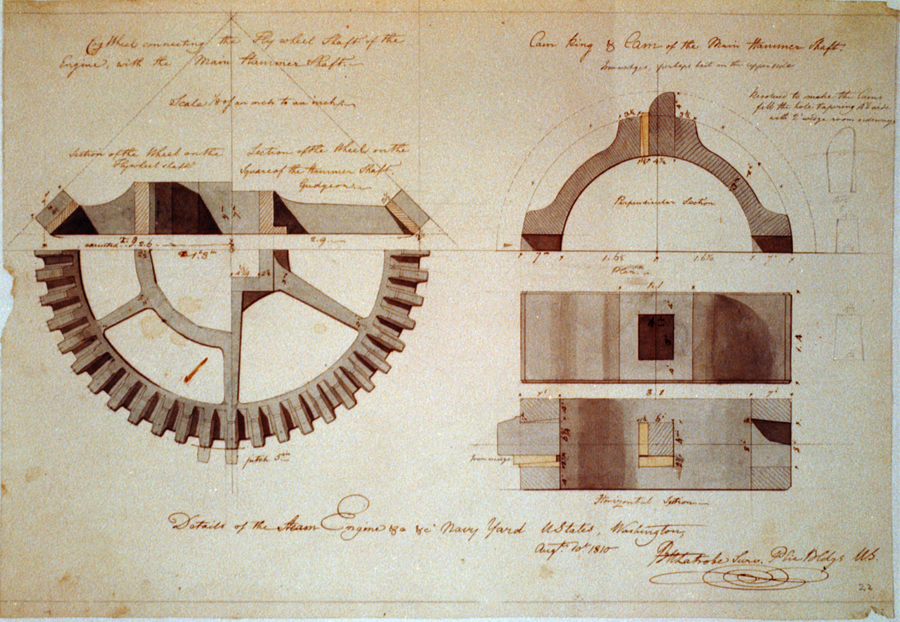 Steam engine, Washington Navy Yard, Washington, D.C. Steam engine, cam ring and hammer shaft 