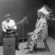 Piegan Indian, Mountain Chief, having his voice recorded