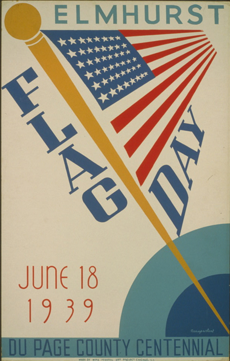 Elmhurst flag day, June 18, 1939, Du Page County centennial