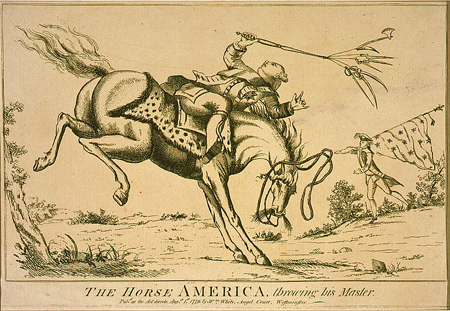 The horse America, throwing his master