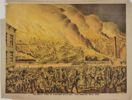 The Great fire at Chicago Oct. 9th 1871. View from the west side