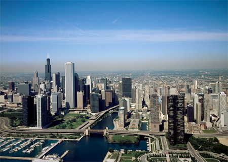 Aerial view of Chicago, Illinois