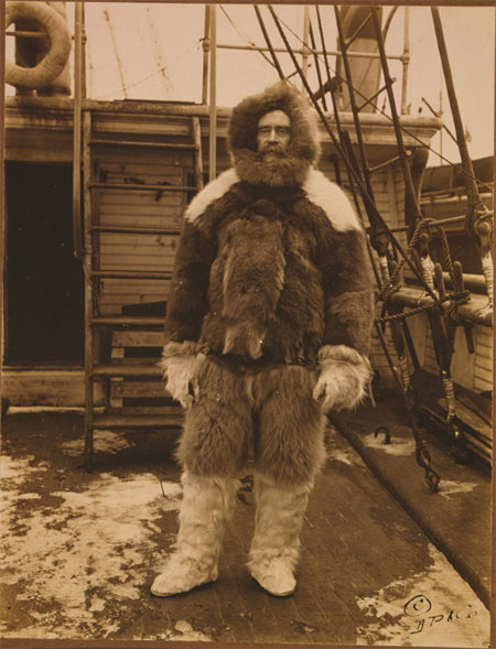 Peary on the main deck of steamship "Roosevelt"