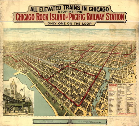 All elevated trains in Chicago stop at the Chicago Rock Island and Pacific Railway Station, only one on the Loop