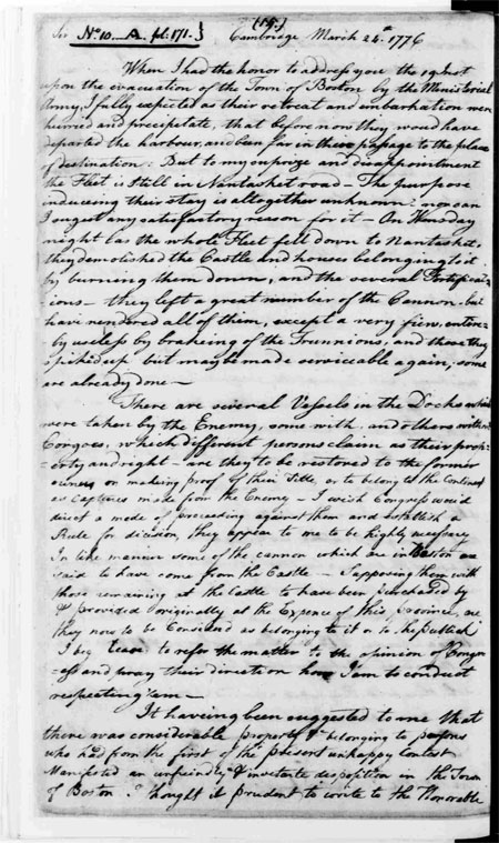 Today in History: Washington’s Continental Congress Correspondence