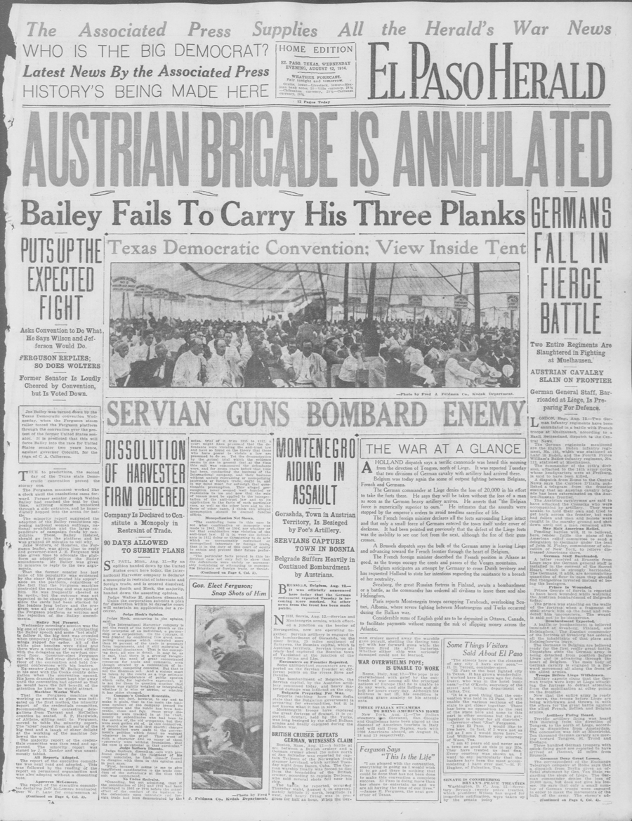 Guided Primary Source Analysis: El Paso Herald August 12, 1914