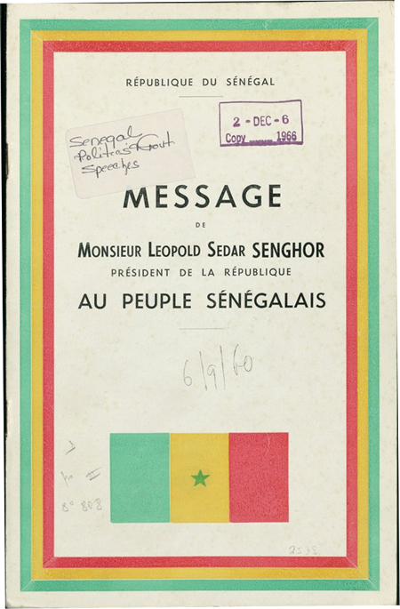 Message from Mister Leopold Sedar Senghor, President of the Republic, to the Senegalese People
