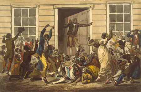 Negro Methodists Holding a Meeting in a Philadelphia Alley