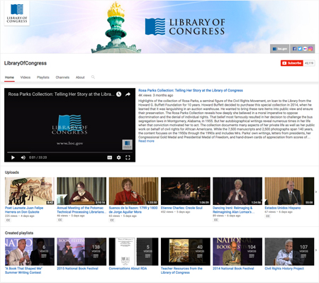 Finding Reources: Library of Congress YouTube Channel