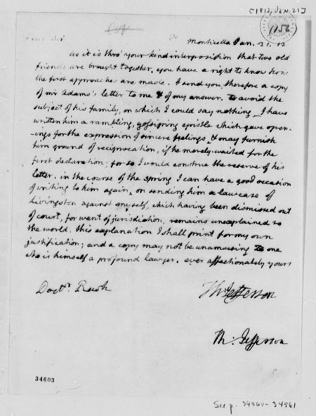 Thomas Jefferson to Benjamin Rush