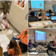 Students collaborating around primary sources, utilizing stations during work time, and integrating the arts