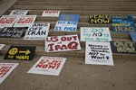 Protest signs against Republican policies, Republican National Convention