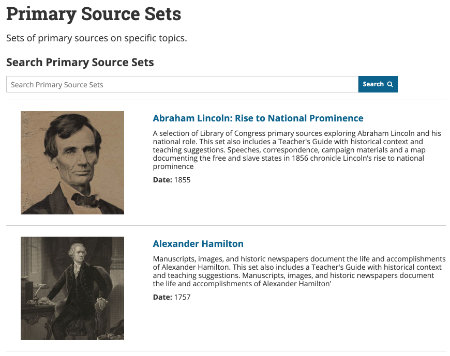 Finding Resources: LOC.gov Primary Source Sets & Teacher Guides