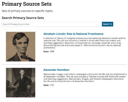 LOC.gov Primary Source Sets Teacher Guides