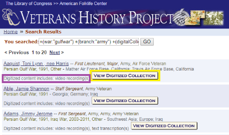 Finding Resources: Veterans History Project