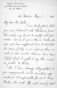 Letter from Annie M. Sullivan to Alexander Graham Bell