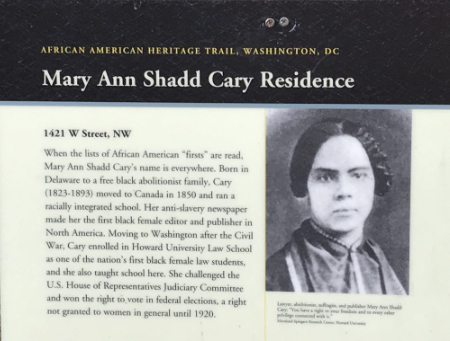 Marker denoting Mary Ann Shadd Cary Residence